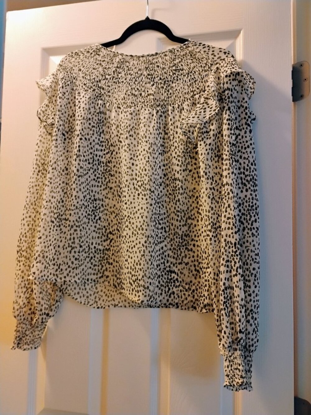 Express black and white ruffled blouse